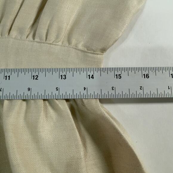 Chanel Boutique US10 Vintage 2 Pc Suit Set 100% Linen Natural Safari Gold Button - Picture 8 of 16